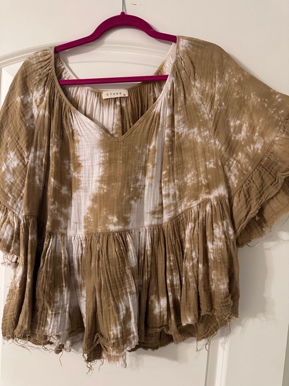 Stark Gauze Raw Hem Top Large